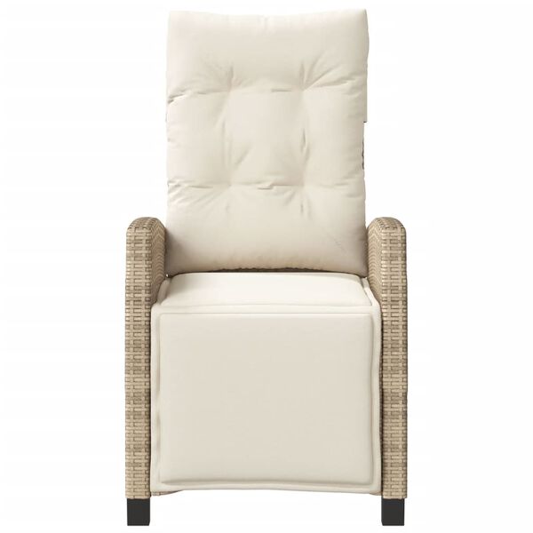 vidaXL Chaise inclinable de jardin et repose-pied beige r&eacute;sine tress&eacute;e