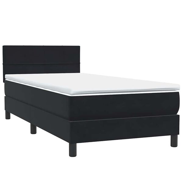 vidaXL Sommier &agrave; lattes de lit avec matelas noir 80x220 cm velours