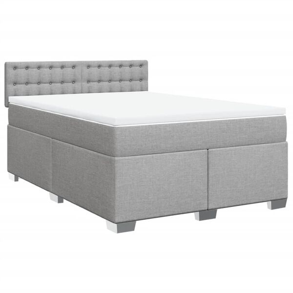 vidaXL Sommier &agrave; lattes de lit avec matelas Gris clair 160x200cm Tissu