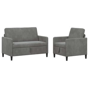 vidaXL Canap&eacute; avec rangement 2 pc Gris fonc&eacute; Polyester