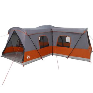 vidaXL Tente 16 personnes avec toit Gris et orange 680 x 510 x 210 cm