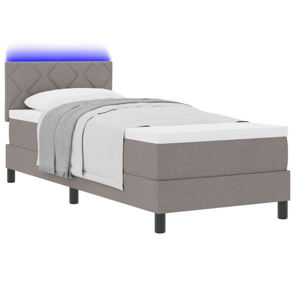 vidaXL Lit &agrave; ressorts avec matelas avec LED Taupe 80 x 200 cm tissu