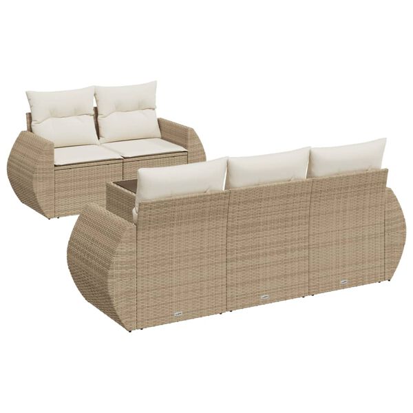 vidaXL Salon de jardin avec coussins 6 pcs beige r&eacute;sine tress&eacute;e