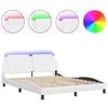 vidaXL Cadre de lit avec LED sans matelas Zadar blanc 160x200 cm