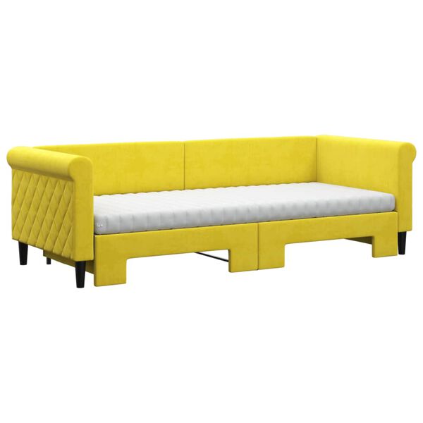 vidaXL Lit de jour avec lit gigogne et matelas jaune 80x200 cm velours