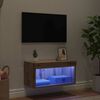 vidaXL Ensemble meuble TV avec LED Ch&ecirc;ne artisanal Bois d'ing&eacute;nierie