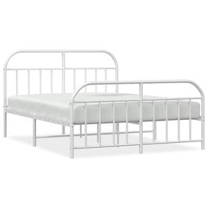 vidaXL Cadre de lit m&eacute;tal sans matelas et pied de lit blanc 150x200 cm