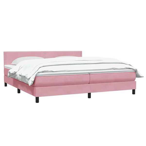 vidaXL Sommier &agrave; lattes de lit avec matelas rose 200x210 cm velours