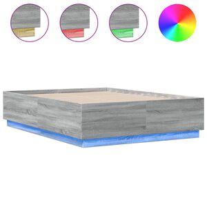 vidaXL Cadre de lit avec LED sans matelas sonoma gris 120x190 cm