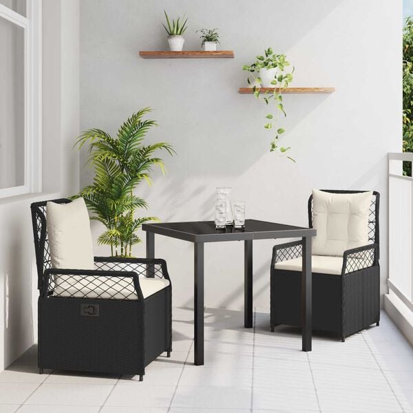 vidaXL Ensemble de salle à manger pour jardin 5 pcs Noir polyrotin