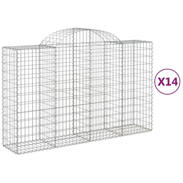vidaXL Paniers &agrave; gabions arqu&eacute;s 14 pcs 200x50x120/140 cm Fer galvanis&eacute;