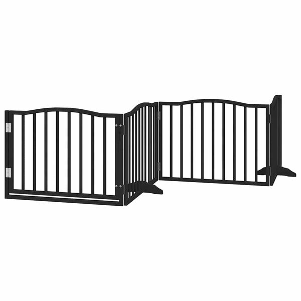 vidaXL Barri&egrave;re pour chien porte pliable 10panneaux noir bois peuplier