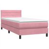 vidaXL Sommier &agrave; lattes de lit avec matelas rose 100x220 cm velours