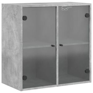 vidaXL Armoire murale avec portes en verre gris b&eacute;ton 68x37x68,5 cm