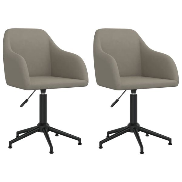 vidaXL Chaises pivotantes &agrave; manger lot de 2 gris clair velours