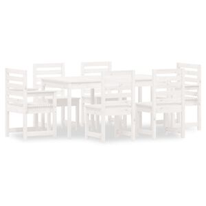 vidaXL Ensemble &agrave; manger de jardin 7 pcs blanc bois massif de pin