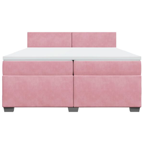 vidaXL Sommier &agrave; lattes de lit avec matelas Rose 200x200 cm Velours