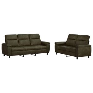 vidaXL Ensemble de Canap&eacute;s 2 pcs Vert arm&eacute;e Simili daim