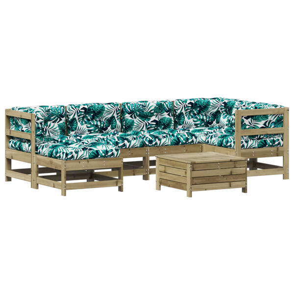 vidaXL Salon de jardin 7 pcs avec coussins bois de pin impr&eacute;gn&eacute;