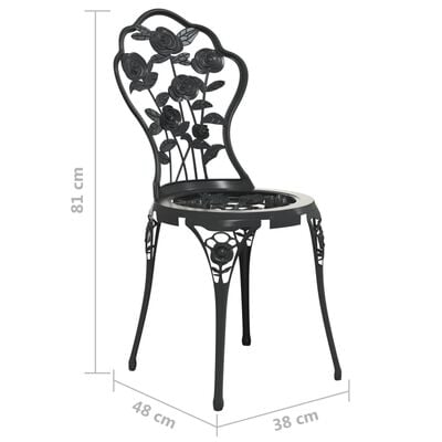 vidaXL Chaises de bistro lot de 2 Aluminium coulé Noir