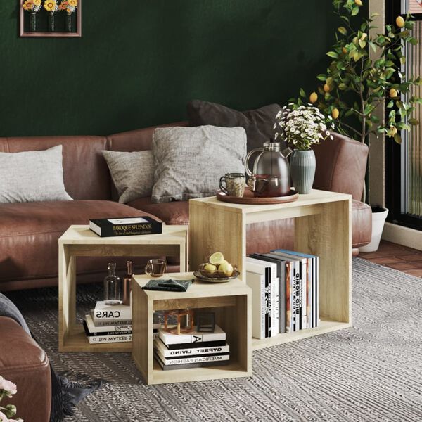 vidaXL Tables gigognes 3 pcs Chêne sonoma Aggloméré