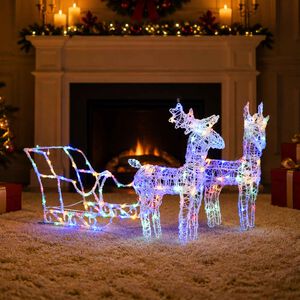 vidaXL D&eacute;coration de No&euml;l Rennes et tra&icirc;neau 160 LED 130 cm Acrylique