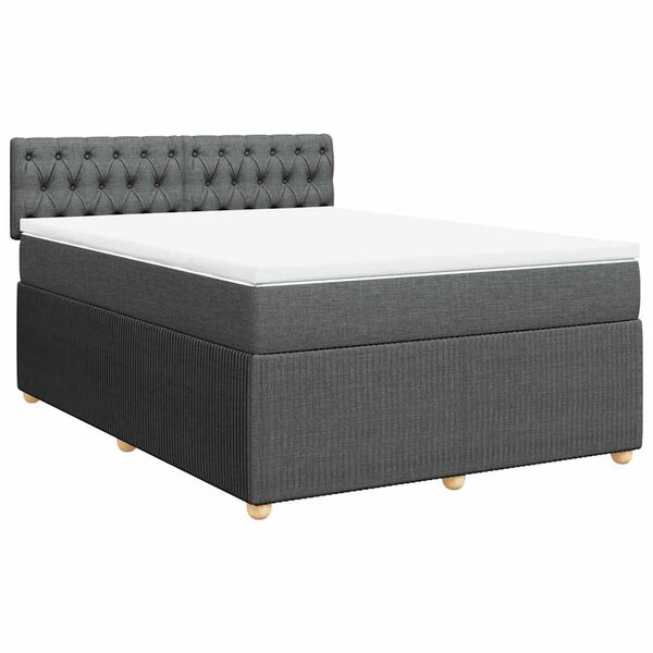 vidaXL Sommier &agrave; lattes de lit avec matelas Gris fonc&eacute; 160x200cm Tissu