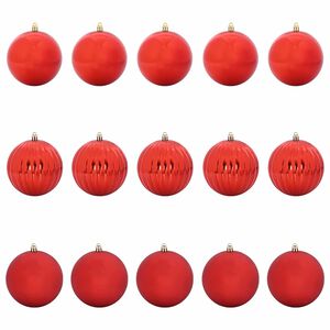 vidaXL Ensemble de boules de No&euml;l XL 15 pcs Rouge Plastique