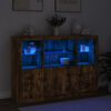 vidaXL Buffets avec lumières LED 3 pcs chêne fumé bois d'ingénierie