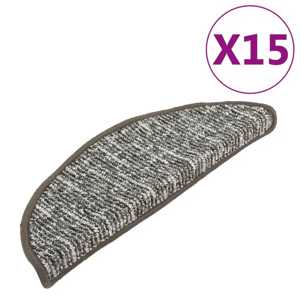 vidaXL Tapis de marches d'escalier 15 pcs Anthracite 56x17x3 cm