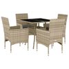vidaXL Ensemble &agrave; manger de jardin avec coussins 5 pcs rotin et verre