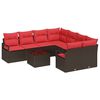 vidaXL Ensemble de Canap&eacute;s 9 pcs Marron et rouge polyrotin