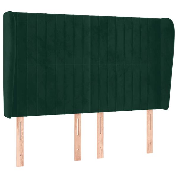 vidaXL T&ecirc;te de lit avec oreilles Vert fonc&eacute; 147x23x118/128 cm Velours