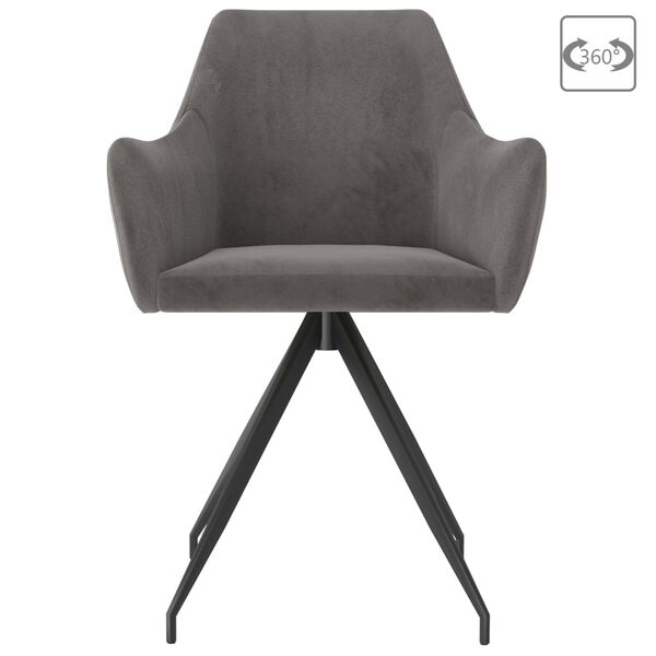 vidaXL Chaises &agrave; manger lot de 2 Gris fonc&eacute; Velours