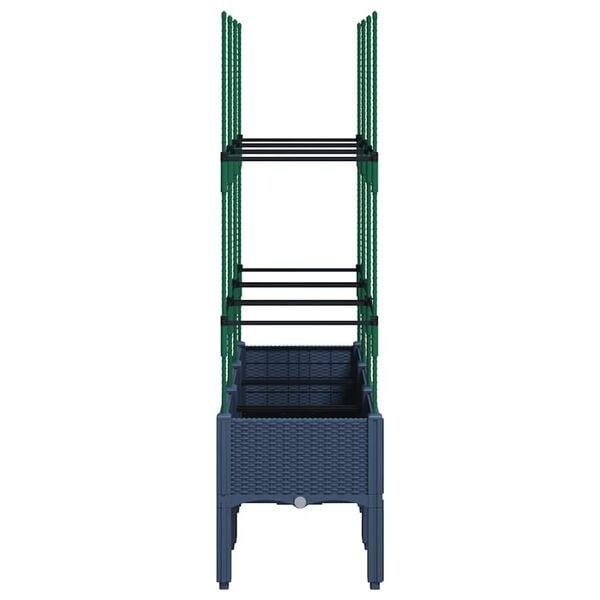 vidaXL Jardini&egrave;re avec treillis bleu gris 120x40x142,5 cm PP