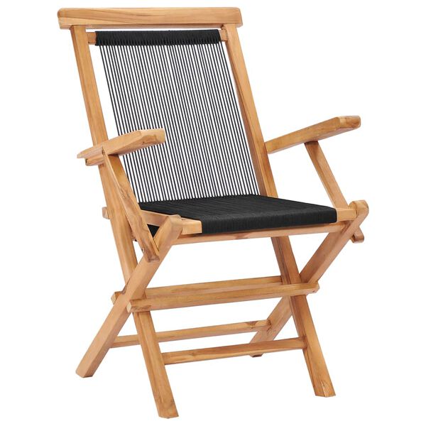 vidaXL Chaises pliables de jardin lot de 2 Bois teck solide et corde