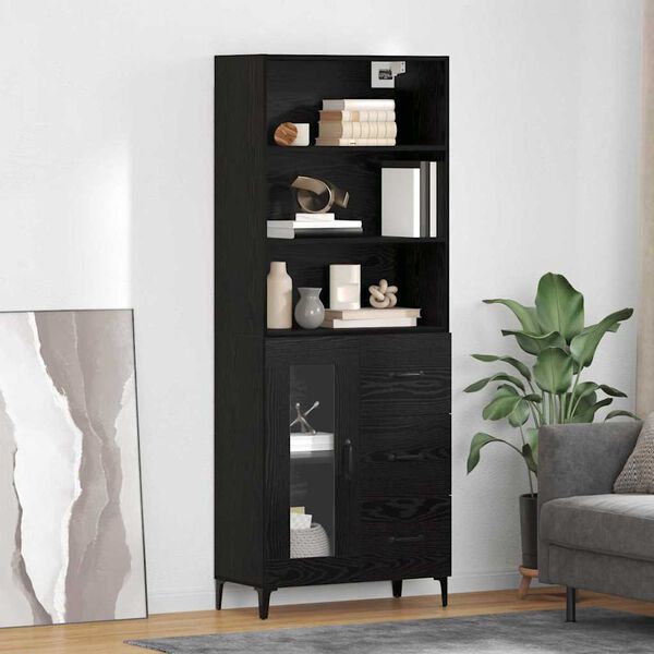 vidaXL Haut Armoire Chêne noir 69,5 x 34 x 180 cm Bois d'ingénierie