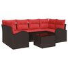 vidaXL Ensemble de canap&eacute; de jardin 7 pcs Beige et Rouge polyrotin