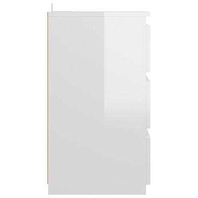 vidaXL Table de chevet Blanc brillant 40x35x62,5 cm Aggloméré