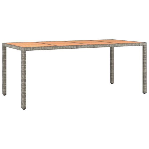 vidaXL Table de jardin et dessus en bois Gris R&eacute;sine tress&eacute;e et acacia