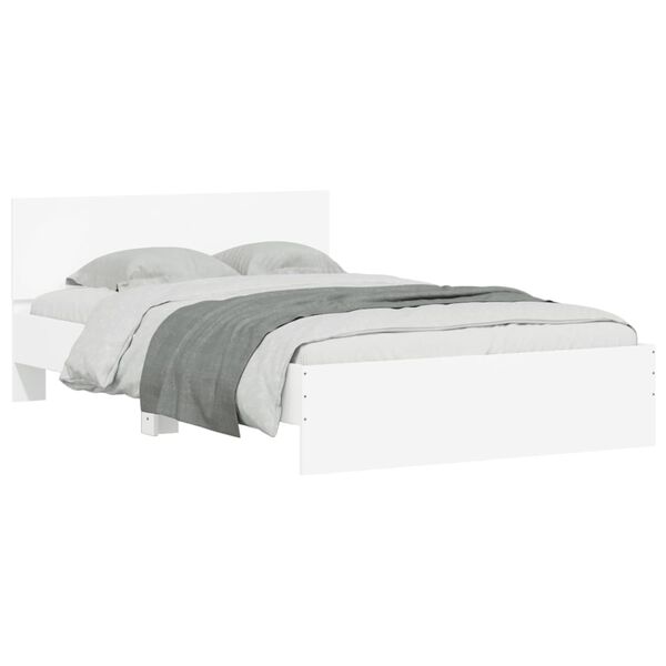 vidaXL Cadre de lit avec LED sans matelas blanc 135x190 cm