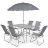 vidaXL Ensemble &agrave; manger d'ext&eacute;rieur 8 pcs Acier et textil&egrave;ne Gris
