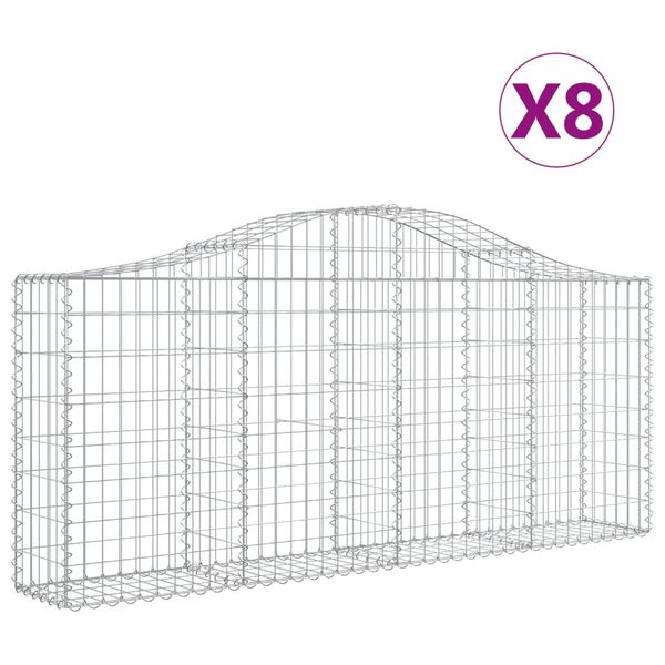 vidaXL Paniers &agrave; gabions arqu&eacute;s 8 pcs 200x30x80/100 cm Fer galvanis&eacute;