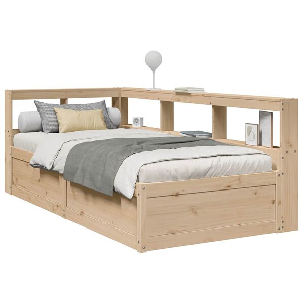 vidaXL Lit biblioth&egrave;que sans matelas 90x190 cm bois de pin massif
