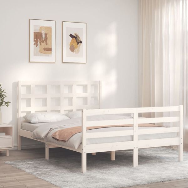vidaXL Cadre de lit sans matelas blanc 120x200 cm bois massif