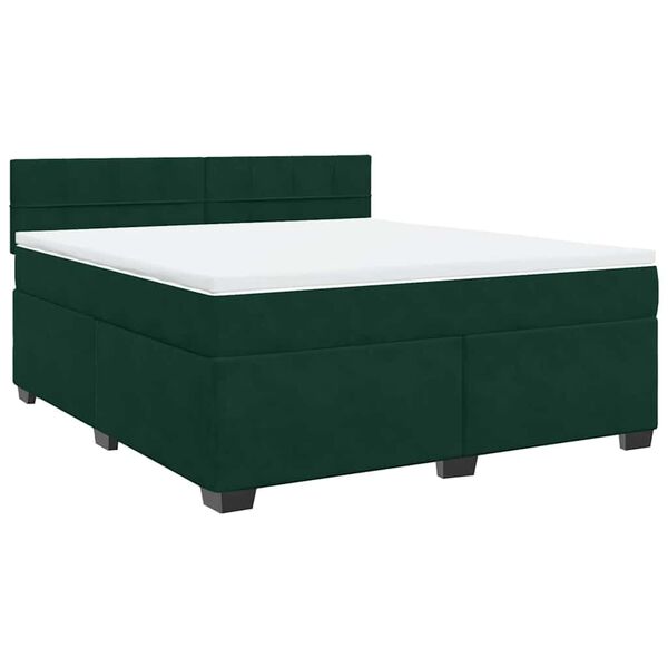 vidaXL Sommier &agrave; lattes de lit et matelas Vert fonc&eacute; 180x200cm Velours