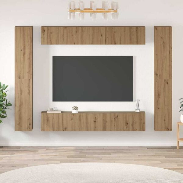vidaXL Ensemble meuble TV 10 pcs Ch&ecirc;ne artisanal Bois d'ing&eacute;nierie