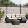 vidaXL Salon de jardin 5 pcs avec coussins noir r&eacute;sine tress&eacute;e