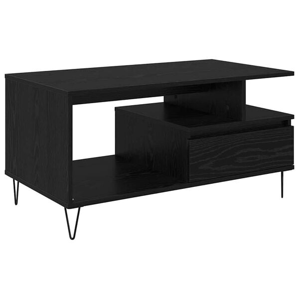 vidaXL Table basse Ch&ecirc;ne noir 90 x 49 x 45 cm Bois d'ing&eacute;nierie