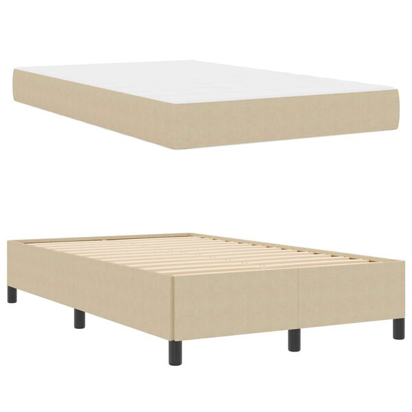 vidaXL Cadre de lit avec matelas Gris Vert Clair 120 x 200 cm tissu